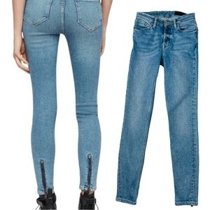 ALLSAINTS Grace Size 27 Blue Ankle Zip Jeans